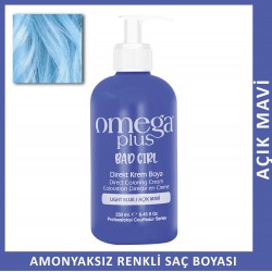 Omega Plus Bad Girl Açık Mavi Amonyaksız Renkli Saç Boyası 250ML